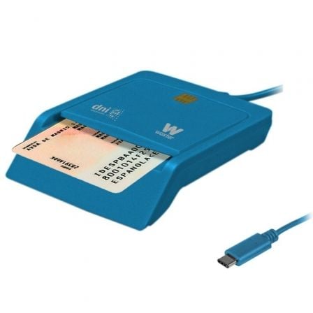--Lector de DNI y Tarjetas Woxter PE26-197/ USB Tipo-C/ Azul-