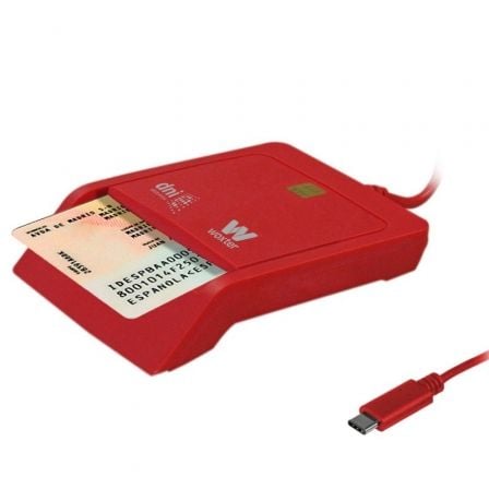 --Lector de DNI y Tarjetas Woxter PE26-199/ USB Tipo-C/ Rojo-